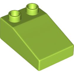 LEGO part ROOF TILE 2X3, DEG. 22 in Bright Yellowish Green/ Lime