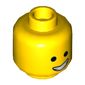 Minifig Head Emmet, Dual Sided, Open Smile with Teeth / Eyebrows, Scared with Dimples Print [Hollow Stud]