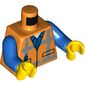 Torso Safety Vest with Reflective Worn Stripes over Blue Shirt Print, Blue Arms, Yellow Hands