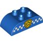 Duplo Brick 2 x 4 Curved Top with Gold Police Badge and White Checked Print