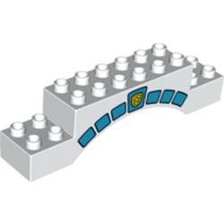 Duplo Brick 2 x 10 x 2 Arch with Dark Azure Stone Arch and Gold Police Badge Print