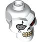 Minifig Head Special, Skull with Metal Eyepatch, Red Eye, Tan Teeth Print