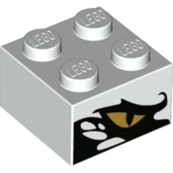 Brick 2 x 2 with Gold Snake Eye, Black/White Scales