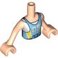 Minidoll Torso Girl with Medium Blue Sport Jersey with White 05, Yellow Stripes, White Under Shirt