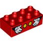 Duplo Brick 2 x 4 with Two Yellow Spots and Two Hands with White Gloves Print
