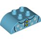 Duplo Brick 2 x 4 Curved Top with Yellow Buttons, White Stars, and Collar Print