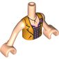 Minidoll Torso Girl with Orange Vest, Purple Shirt with Pink Dots, Brioche Print, Light Nougat Arms and Hands