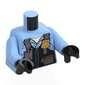 Torso Shirt under Bulletproof Vest with Police Badge and Pouches Print, Bright Light Blue Arms, Black Hands