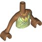 Minidoll Torso Girl with Bright Green Dress with Yellow Leaves/Flower Print
