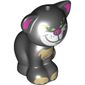 Animal, Cat, Sitting Tan Paws, Front, Purple Ears, White Snout, Tongue, Mean