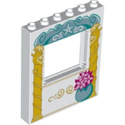 Panel 1 x 6 x 6 with Window with Yellow Columns, Blue Vase with Pink Flowers, Star Fish print