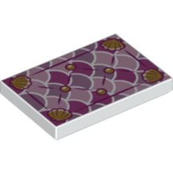 Tile 2 x 3 with Cushion, Sea Shells, Pink, Purple Circles print