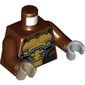 Torso, Odd Hands, Shirt with Collar, Gold Breastplate with Silver Tubes Print, Reddish Brown Arms, Left Light Bluish Gray Hand, Right Dark Tan Hand