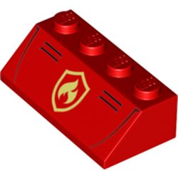 Slope 45° 2 x 4 with Fire Fighter Logo/Symbol print