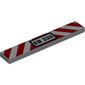 Tile 1 x 6 with Red/White Warning Stripes, Number Plate EB 220 print
