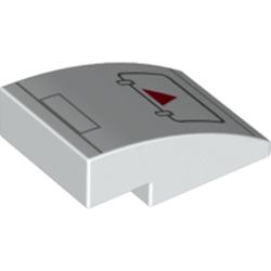 Slope Curved 3 x 2 No Studs with Hatch, Red Triangle print