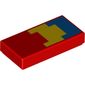 Tile 1 x 2 with Blue, Yellow Shapes print