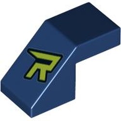 Slope 45° 2 x 1 with 2/3 Inverted Cutout and no stud with Lime 'R' print