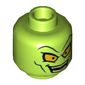 Minifig Head Green Goblin, Yellow Eyes, Mean Smile, Teeth Print [Hollow Stud]