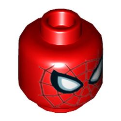 Minifig Head Spider-Man, Large White Eyes, Dark Red Web Print