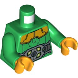Torso Armor, Large Grey Belt with Buckle, Bright Light Orange Collar Print, Green Arms, Bright Light Orange Hands