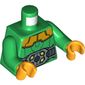 Torso Armor, Large Grey Belt with Buckle, Bright Light Orange Collar Print, Green Arms, Bright Light Orange Hands