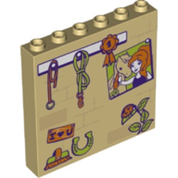 Panel 1 x 6 x 5 with Holsters, Coat rack, Horse Shoe, Lady Bug, Photo of Girl with Horse, Brush print