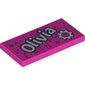 Tile 2 x 4 with 'Olivia', Gear print