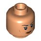 Minifig Head Iden Versio, Eyebrows, Dark Orange Lips, Cheeks Lines, Neutral / Angry Print