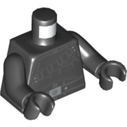 Torso Armor, with Shoulder Strap, and Belt with Silver Buckle Print, Black Arms and Hands