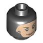 Minifig Head Overwatch Mercy, Dual Sided, Balaclava, Light Nougat Face, Dark Yellow Eyebrows, Peach Lips, Smile / Surprised Print [Hollow Stud]
