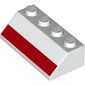 Slope 45° 2 x 4 with Horizontal Red Stripe print