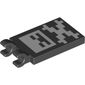 Tile Special 2 x 3 with 2 Clips [Thick Open O Clips] with Pixelated Cross and Bones