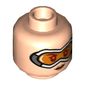 Minifig Head Overwatch Tracer, Dual Sided, White Visor, Orange Lenses, Smirk / Smile Print [Hollow Stud]