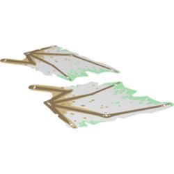 Wings, Dragon, Dark Tan Bones, Gold and Green Diamonds Print