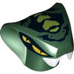 Minifig Head Special, Snake with 4 Yellow Eyes and Lime Scales Print (Spitta)