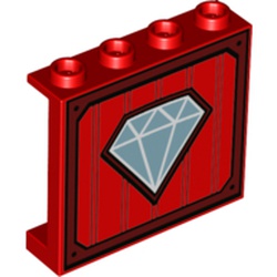 Panel 1 x 4 x 3 [Side Supports / Hollow Studs] with Diamond in Frame print