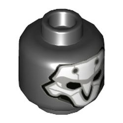 Minifig Head Reaper, White Mask, Light Bluish Grey Mask Print [Hollow Stud]