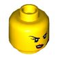 Minifig Head, Headset, Red Lips Crooked, Angry Print