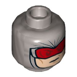 Minifig Head Ocean Master, Dual Sided, Balaclava with Light Nougat Face, Red Goggles / Angry Print [Hollow Stud]