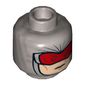 Minifig Head Ocean Master, Dual Sided, Balaclava with Light Nougat Face, Red Goggles / Angry Print [Hollow Stud]