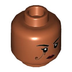 Minifig Head Pharah, Dual Sided, Dark Red Lips, Tattoo by Eye Print [Hollow Stud]