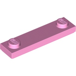 LEGO part PLATE 1X4, W/ 2 KNOBS, NO. 2 in Light Purple/ Bright Pink