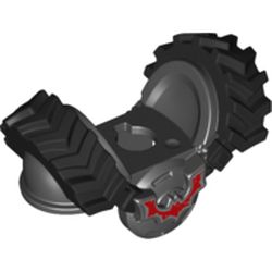 Minifig Neckwear Armor Breastplate with Rubber Tires Treads over Shoulders and Red Bat Print