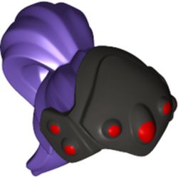 Hair with Helmet, Ponytail, Pearl Grey Helmet with 7 Red Circles print