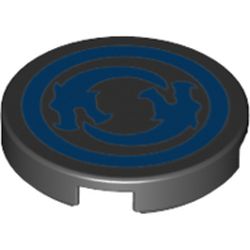 Tile Round 2 x 2 with 2 Blue Dragons print
