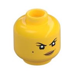 Minifig Head Nya, Eyebrows, Beauty Mark, Dark Tan Lips, Crooked Smile / Open Mouth Smile Print