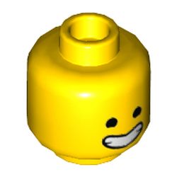 Minifig Head Emmet, Wide Smile with Closed Teeth, Open Eyes / Closed Eyes Print