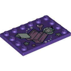 Plate Special 4 x 6 with Studs on 3 Edges with Treasure Chest, Space Helmet, and Book Print
