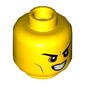 Minifig Head, Mean Angry Grin, Teeth, Black Eyes/Bags